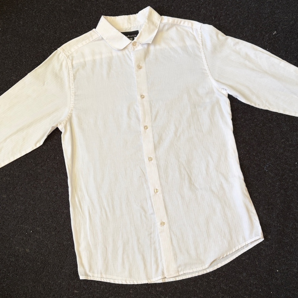 🎩 VAN HEUSEN YOUTH SIZE XXL (18/20) WHITE BUTTON DOWN SHIRT
